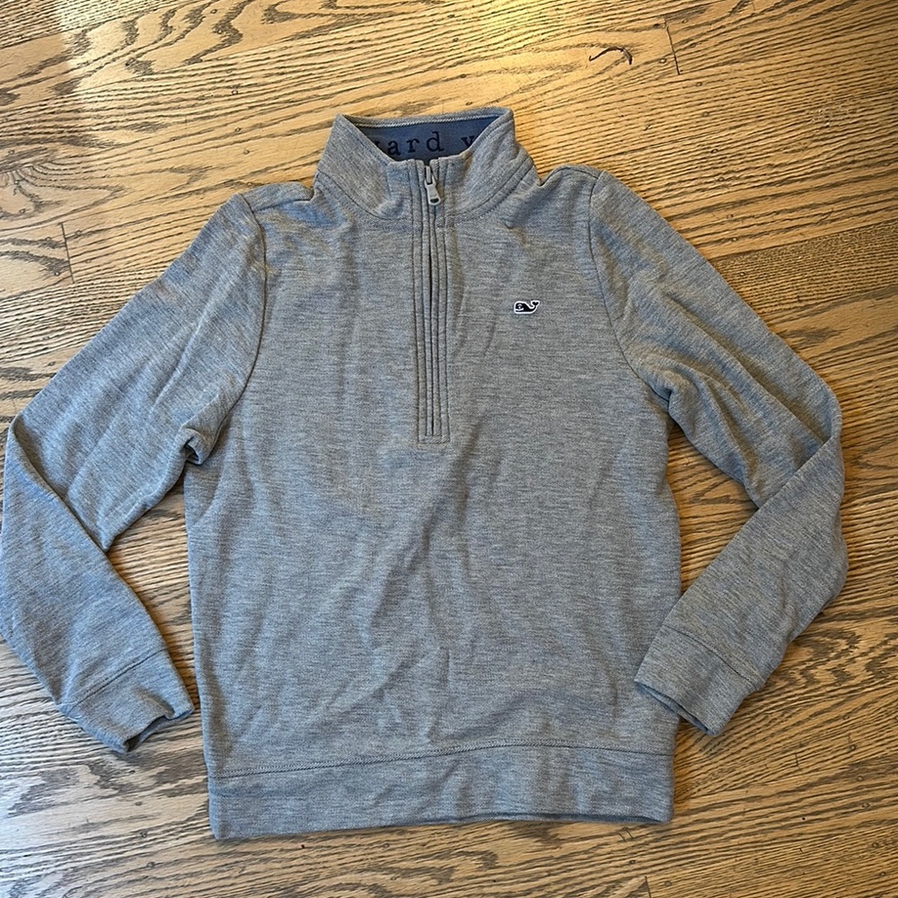 Vineyard Vines Boys Heather Gray Quarter-Zip Knit Sweater (S 8-10)